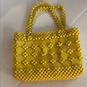 Vintage Yellow Beaded Clutch handmade
